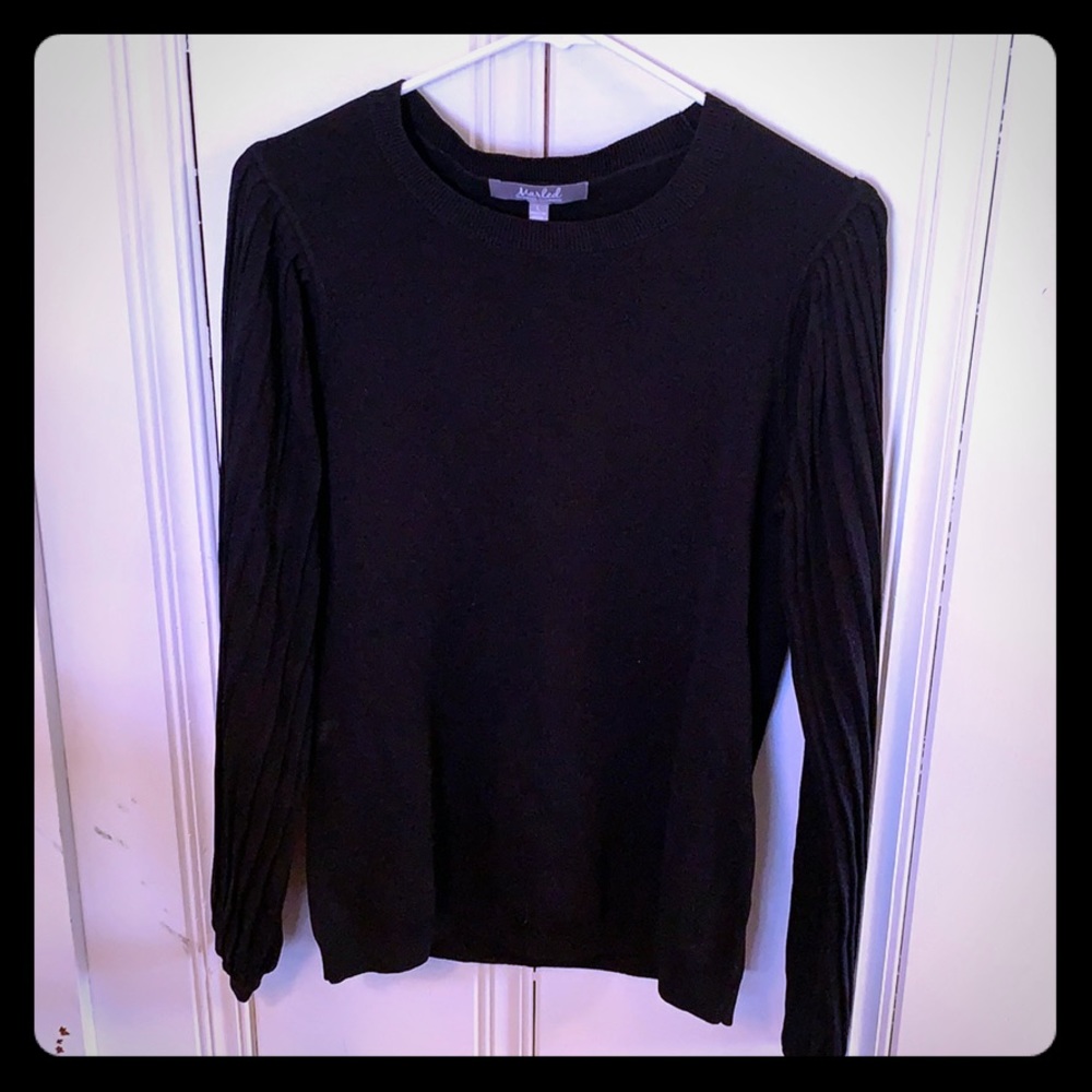 Black Sweater with Ruffled Sleeves